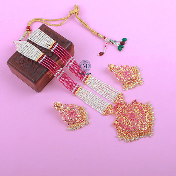 Mayuri Ruby Jadau Designer Long Necklace Set