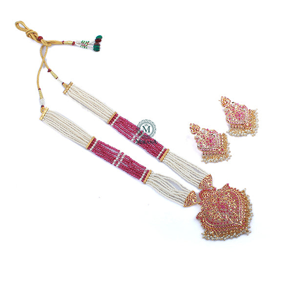 Mayuri Ruby Jadau Designer Long Necklace Set