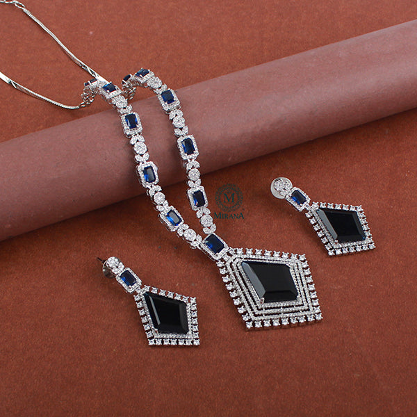 Zinnia Sapphire Blue Designer Necklace Set
