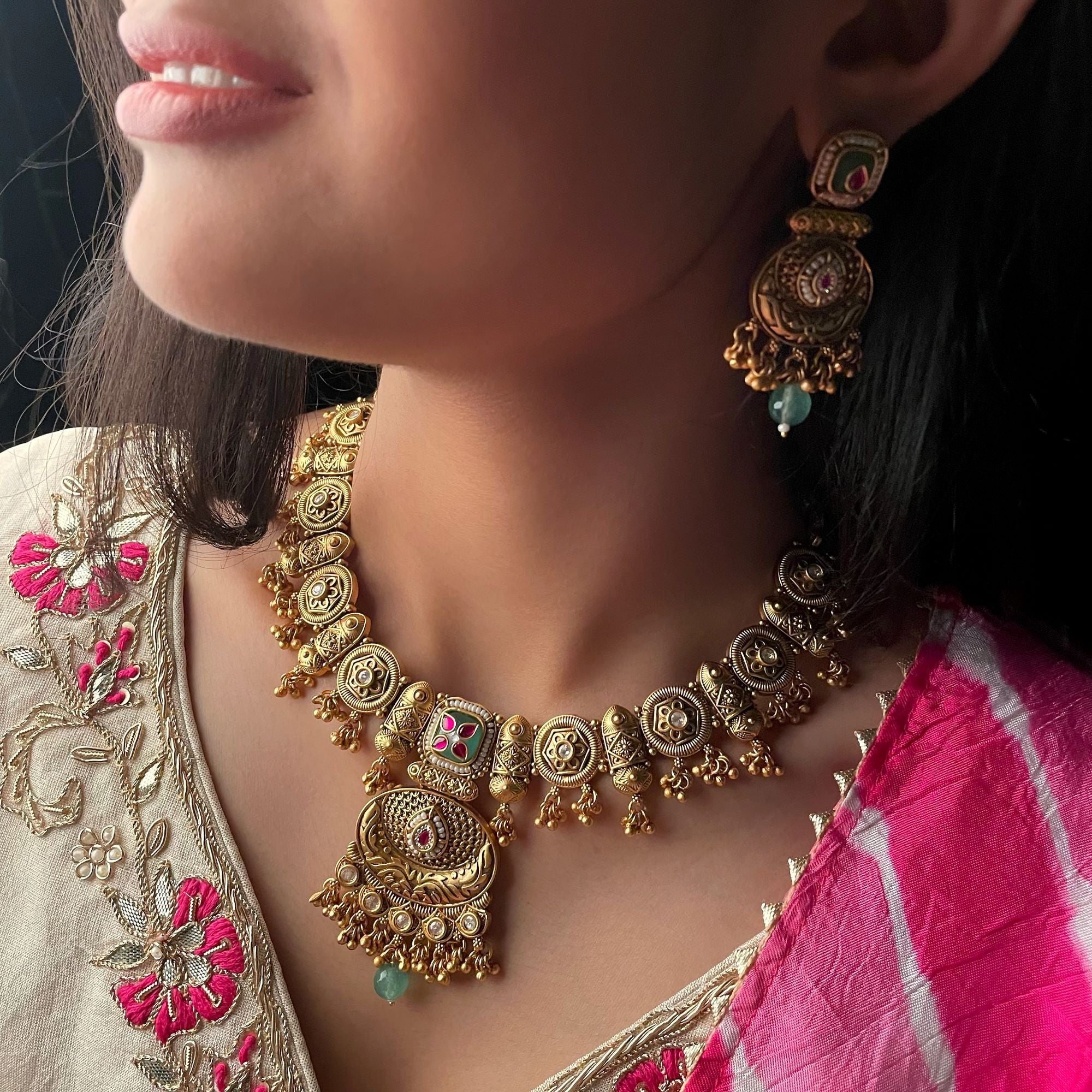 Teejal Antique Designer Necklace Set