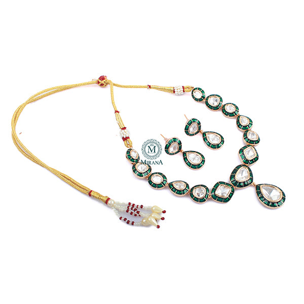 Saloni Emerald Green Polki Necklace Set