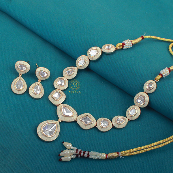 Saloni Ivory Polki Designer Necklace Set