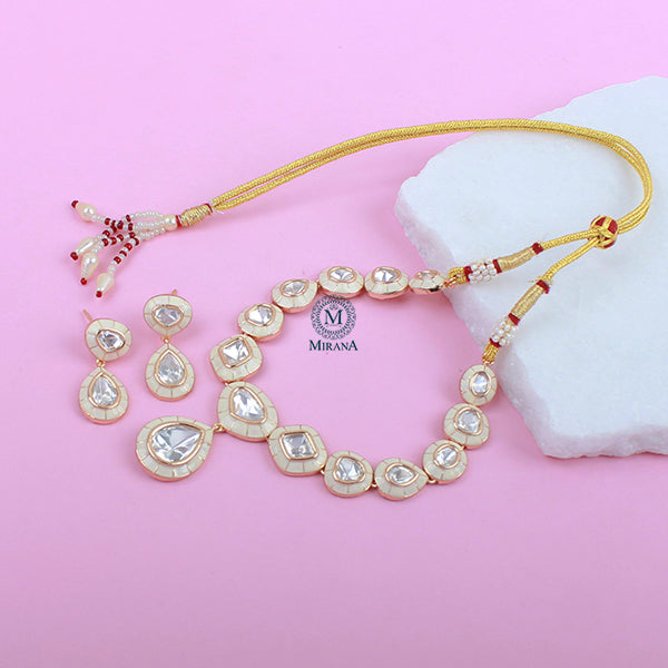 Saloni Ivory Polki Designer Necklace Set