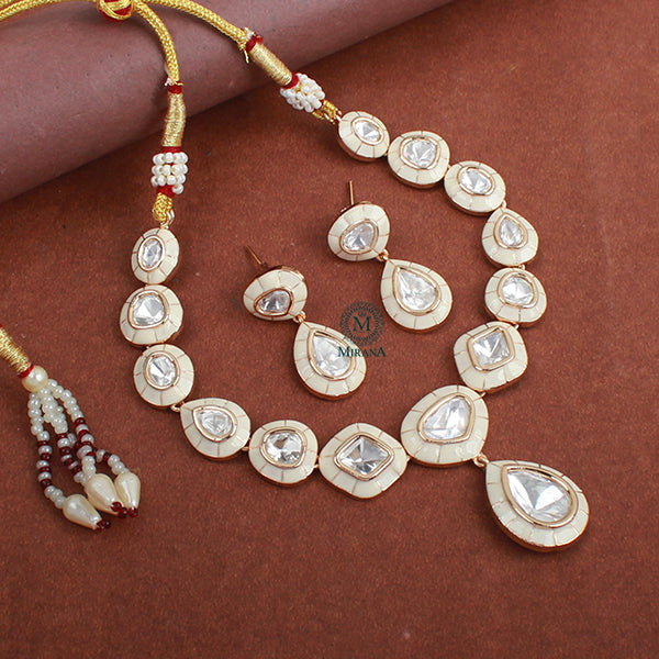 Saloni Ivory Polki Designer Necklace Set