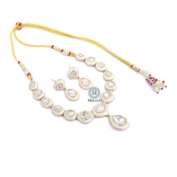 Saloni Ivory Polki Designer Necklace Set