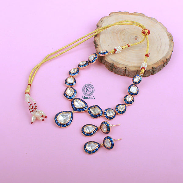 Saloni Sapphire Blue Polki Necklace Set