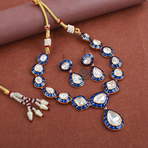 Saloni Sapphire Blue Polki Necklace Set