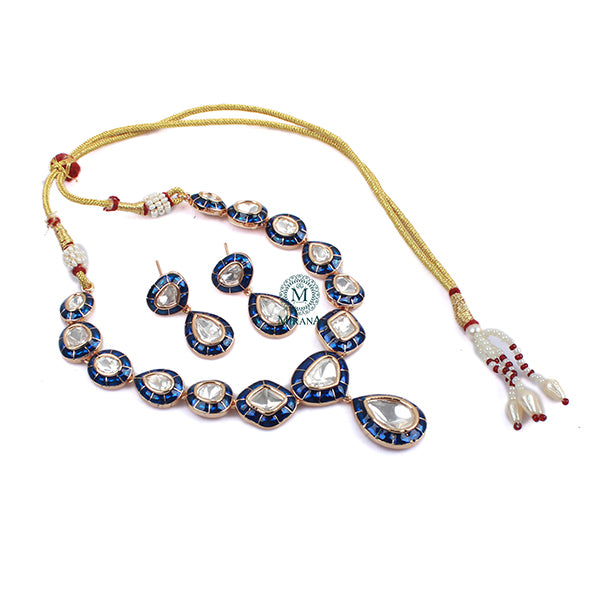 Saloni Sapphire Blue Polki Necklace Set