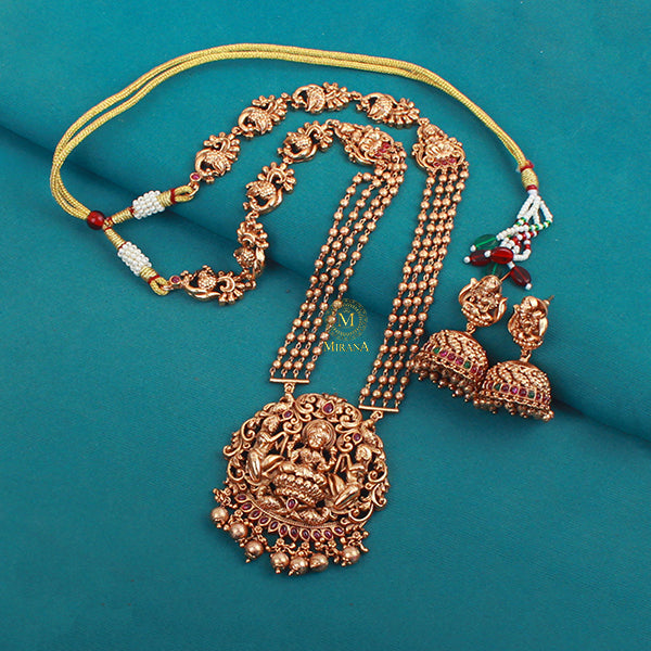 Mahalakshmi Ruby Antique Long Necklace Set