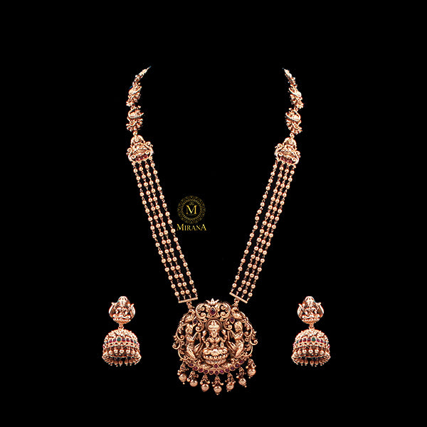 Mahalakshmi Ruby Antique Long Necklace Set