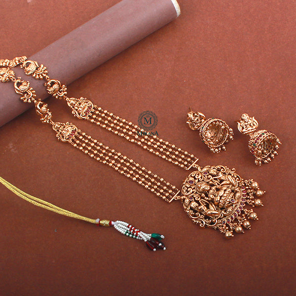 Mahalakshmi Ruby Antique Long Necklace Set