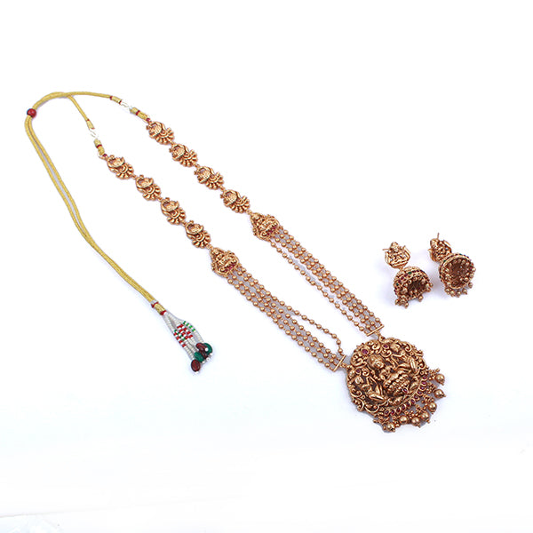 Mahalakshmi Ruby Antique Long Necklace Set