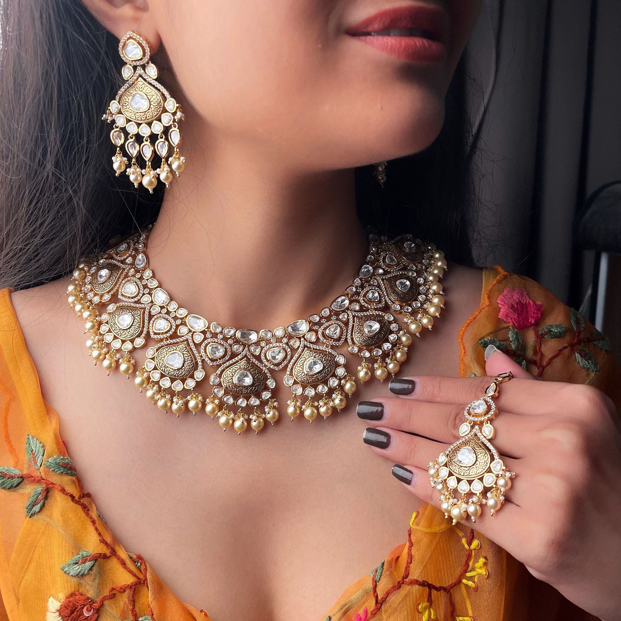 Vernika Polki Bridal Designer Necklace Set
