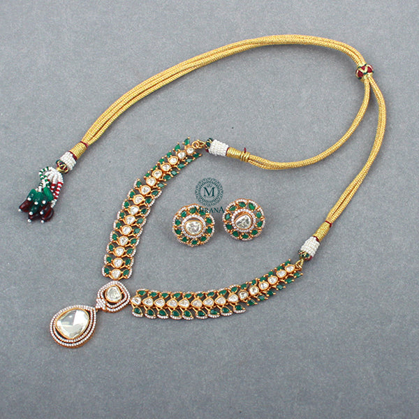 Heena Emerald Green Moissanite Necklace Set