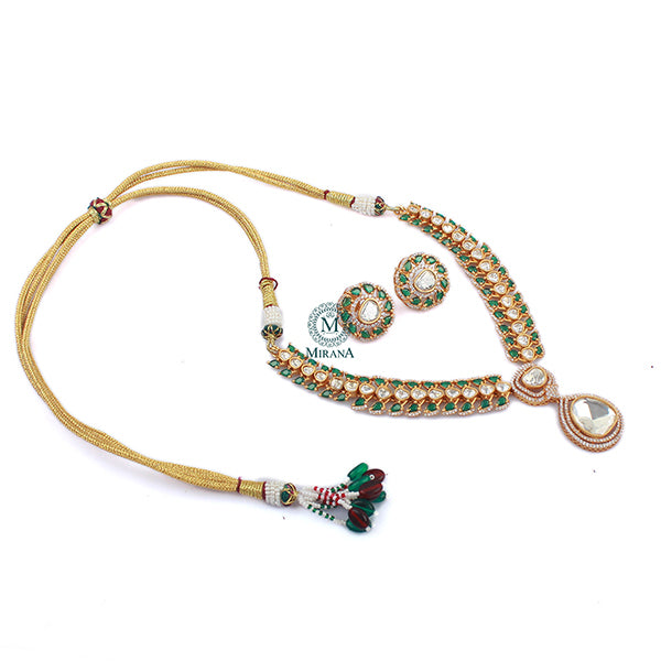 Heena Emerald Green Moissanite Necklace Set