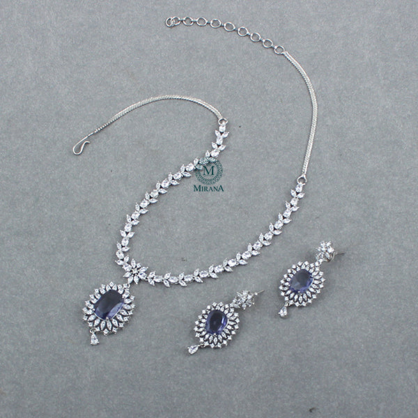 Ariana Lavender CZ Designer Necklace Set