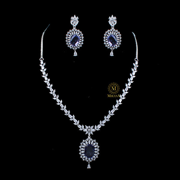 Ariana Lavender CZ Designer Necklace Set
