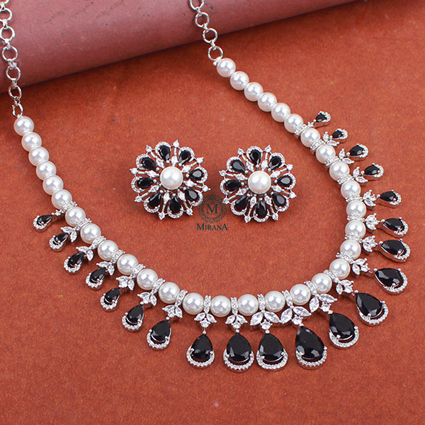 Henia Black CZ Designer Necklace Set