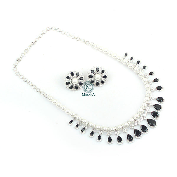 Henia Black CZ Designer Necklace Set
