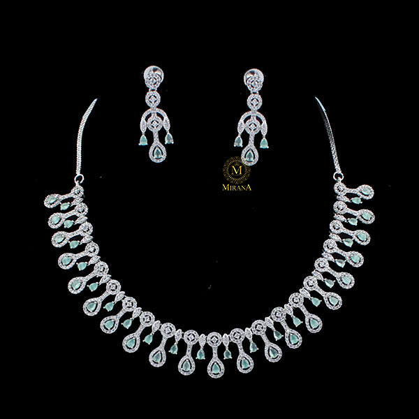 Millie Pastel Green CZ Designer Necklace Set