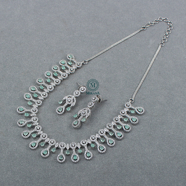 Millie Pastel Green CZ Designer Necklace Set
