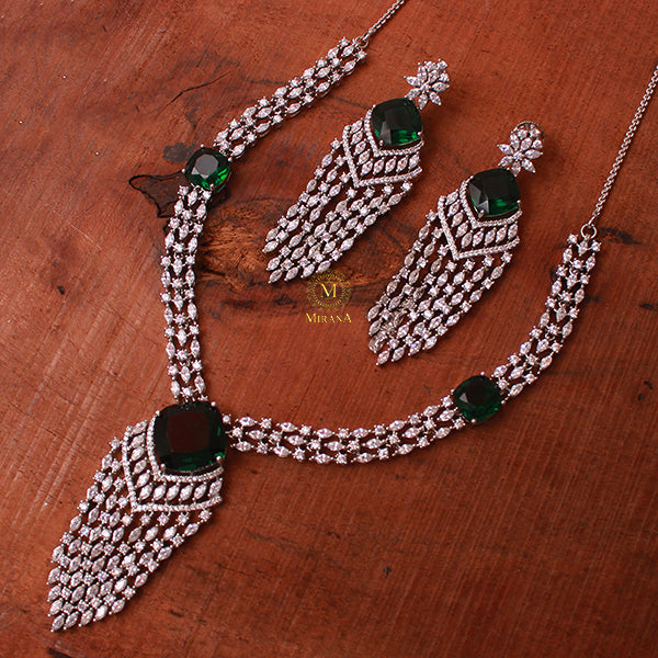 Delia Emerald Green Designer Necklace Set