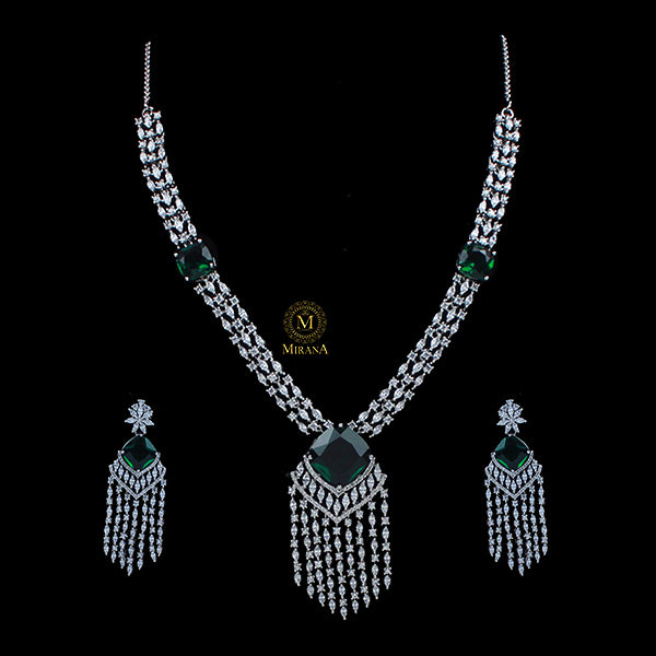 Delia Emerald Green Designer Necklace Set