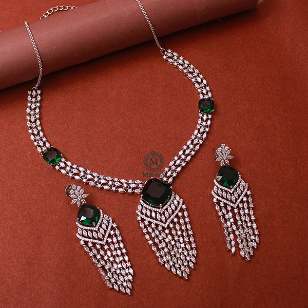 Delia Emerald Green Designer Necklace Set