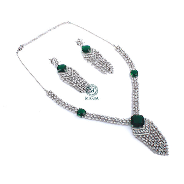 Delia Emerald Green Designer Necklace Set