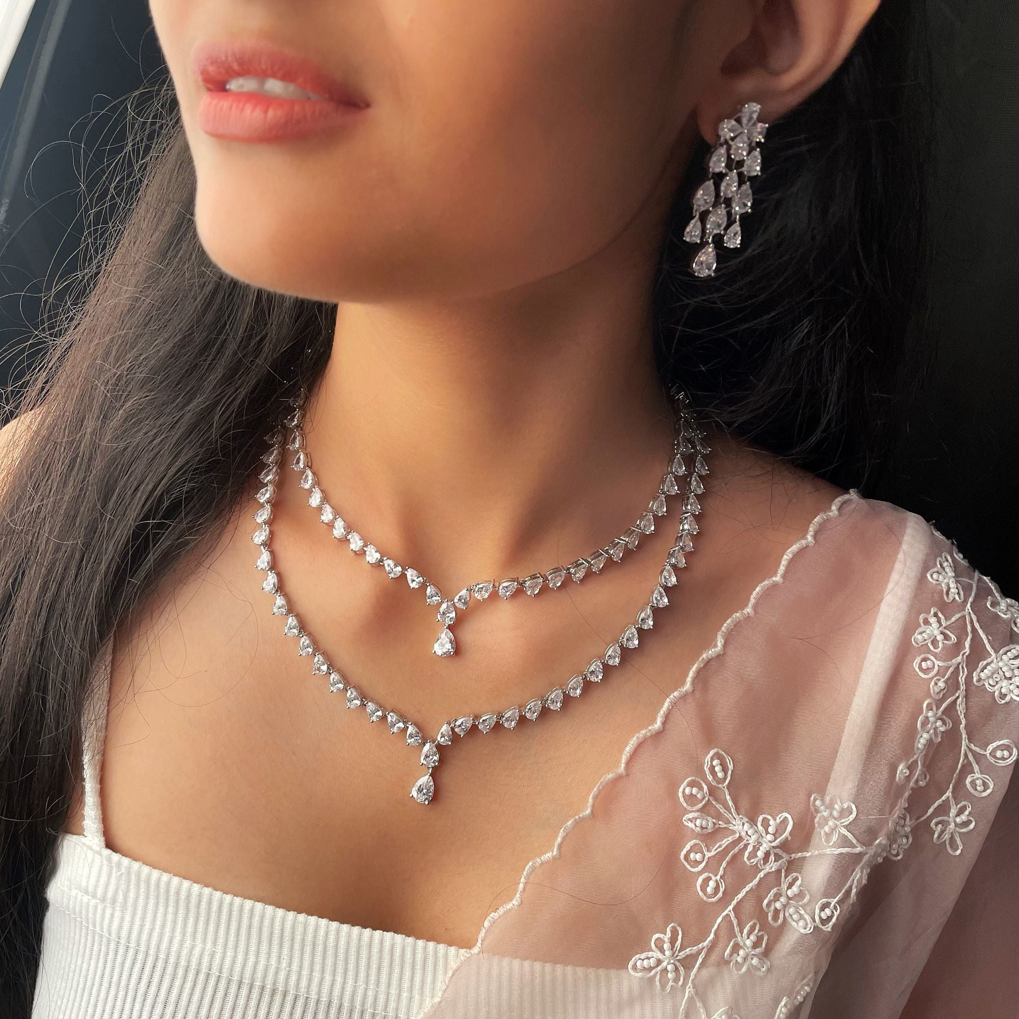Maeve Double Layered Designer Necklace Set