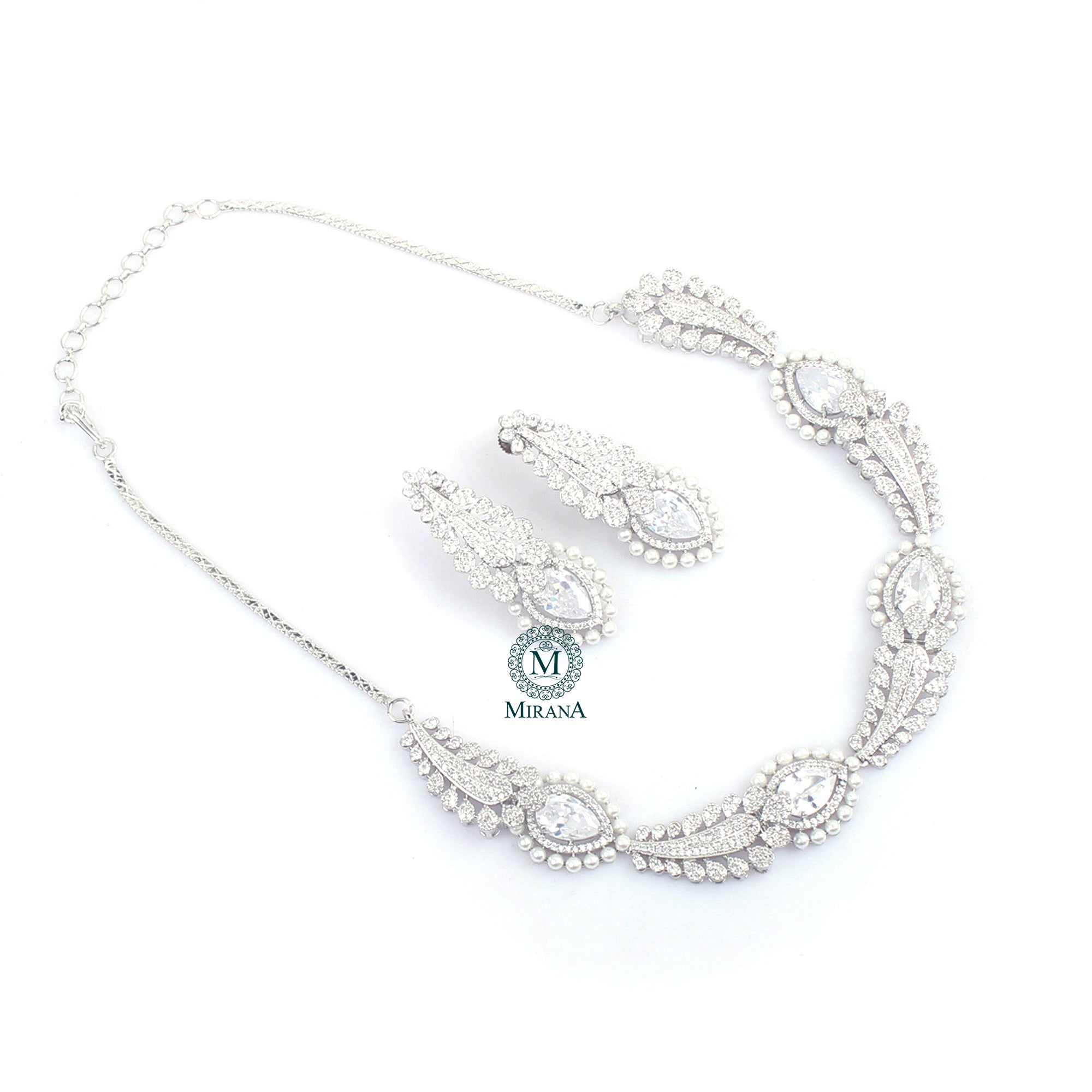 Giordi Pearl CZ Designer Necklace Set