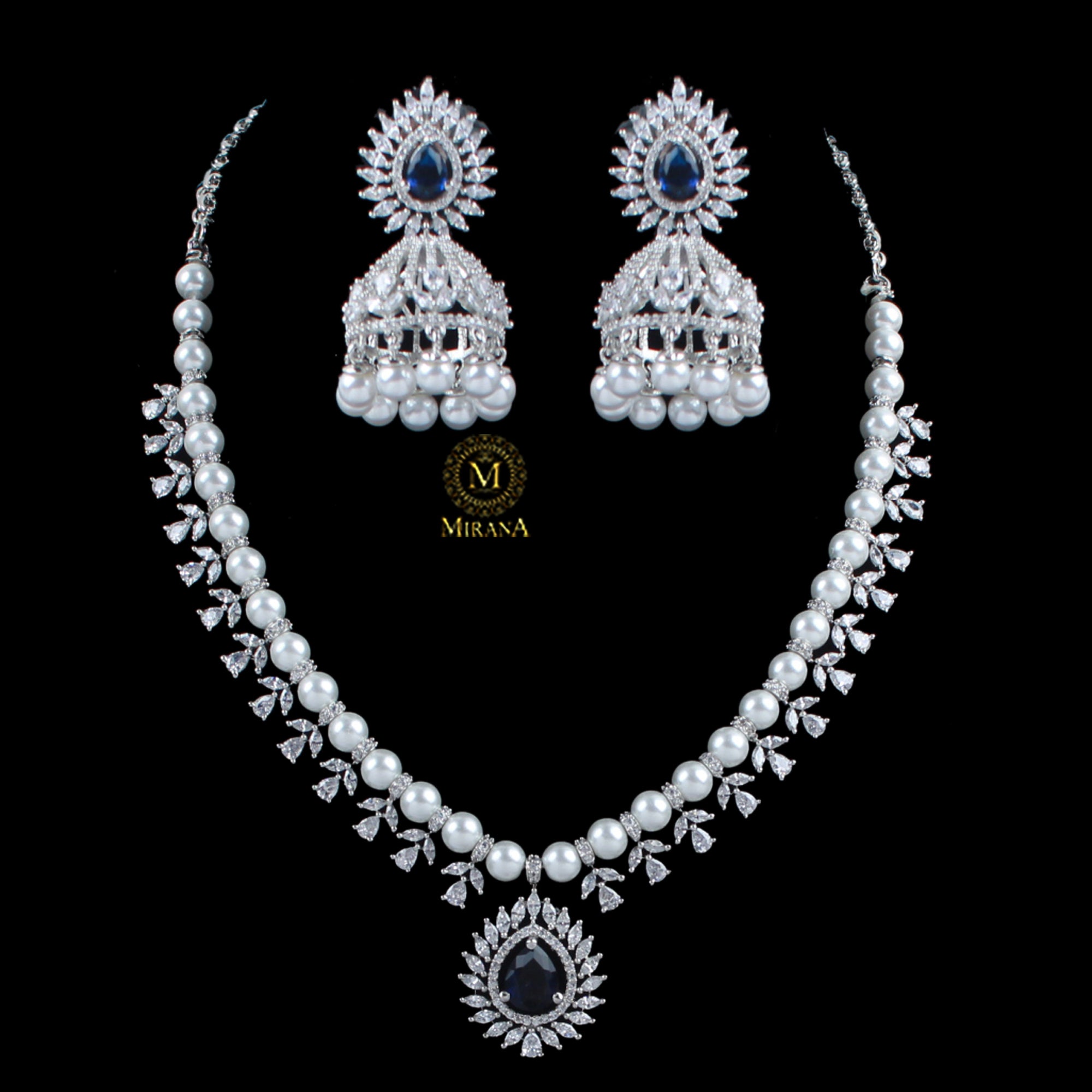 Celina Sapphire Blue Designer Necklace Set