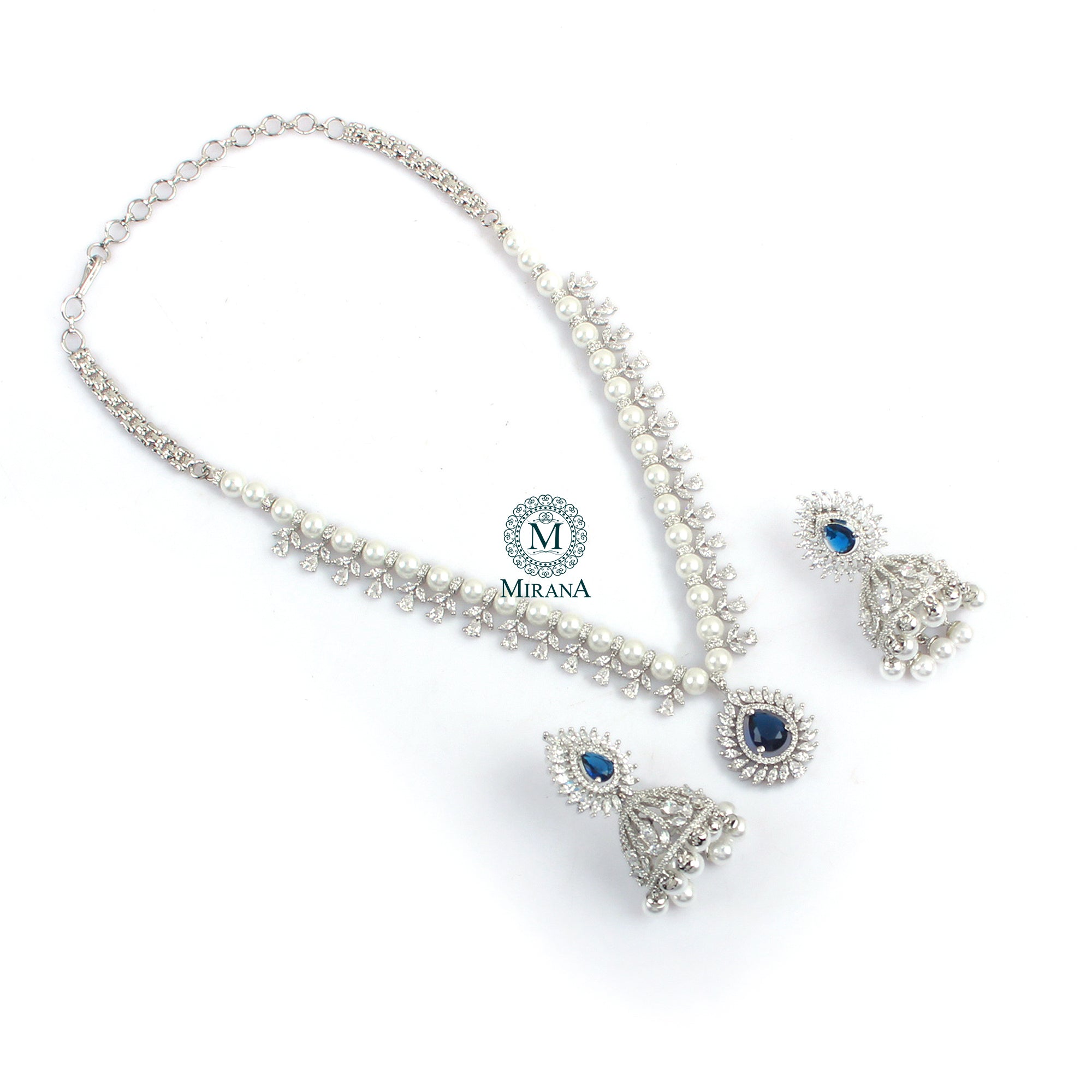 Celina Sapphire Blue Designer Necklace Set