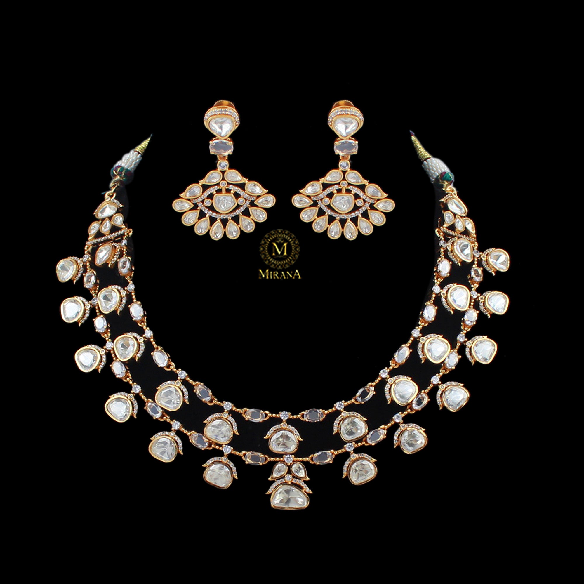 Deep Double Layered Moissanite Necklace Set