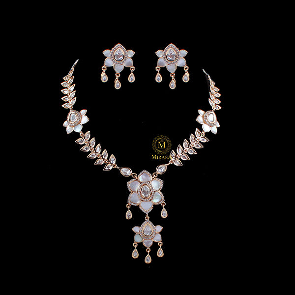Preethi MOP Polki Designer Necklace Set