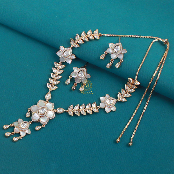 Preethi MOP Polki Designer Necklace Set