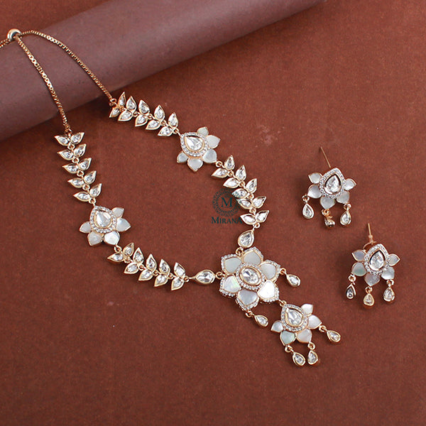 Preethi MOP Polki Designer Necklace Set