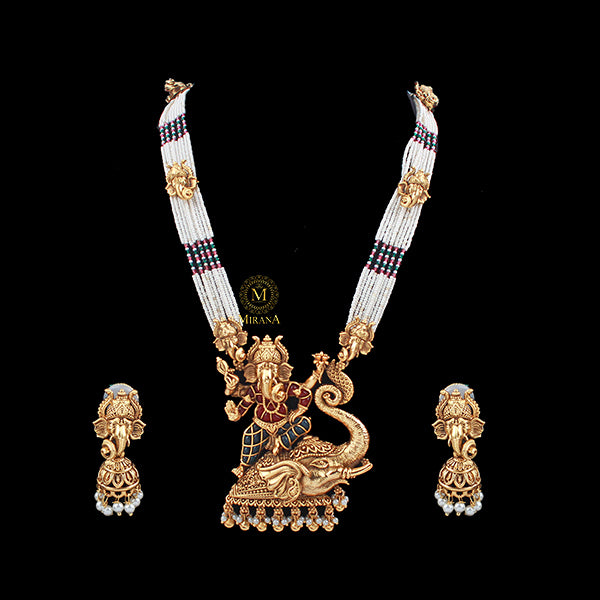 Vinayaki Antique Designer Long Necklace Set