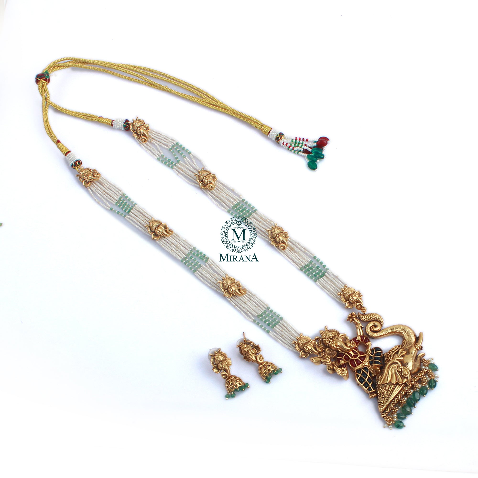 Vinayaki Antique Designer Long Necklace Set