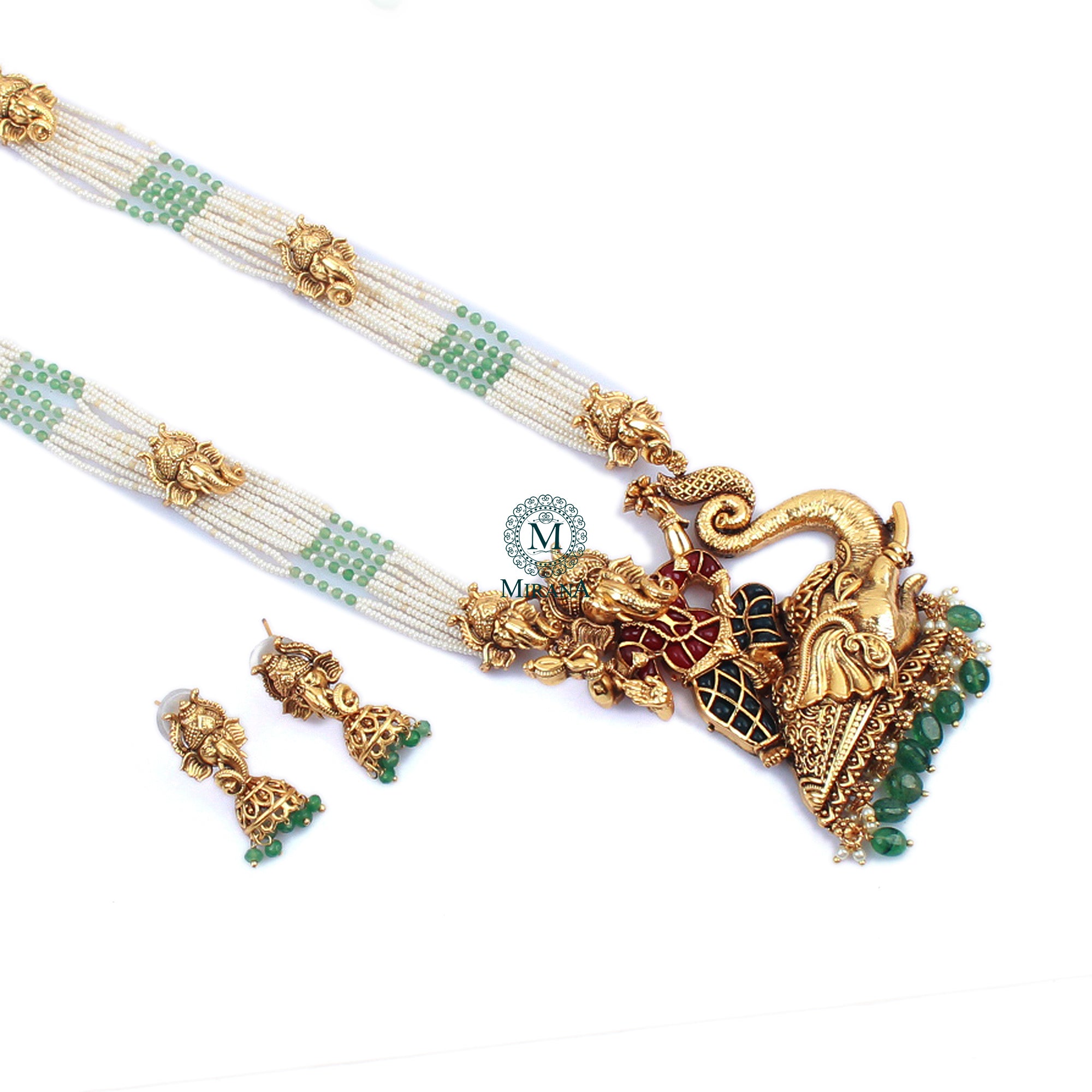 Vinayaki Antique Designer Long Necklace Set