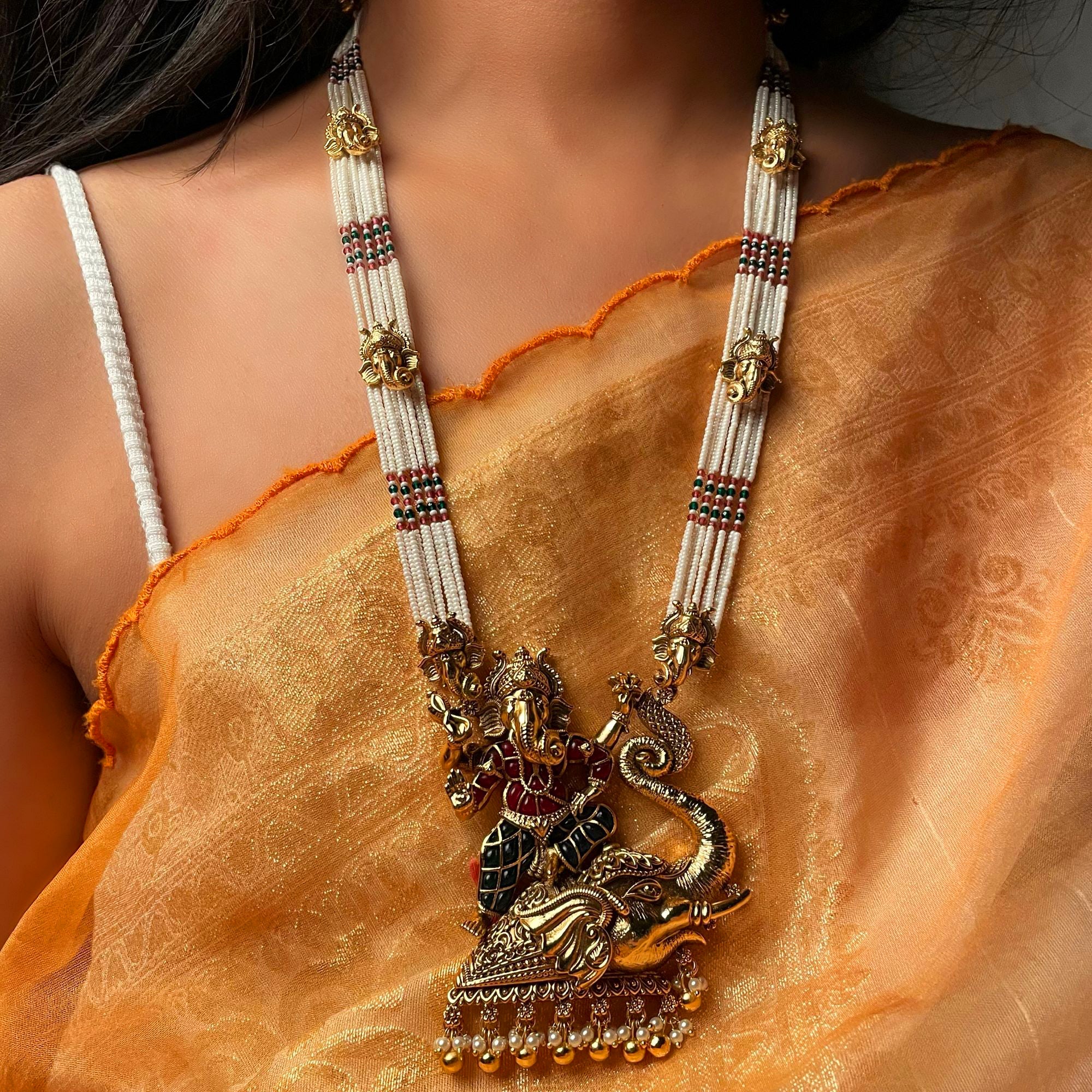 Vinayaki Antique Designer Long Necklace Set