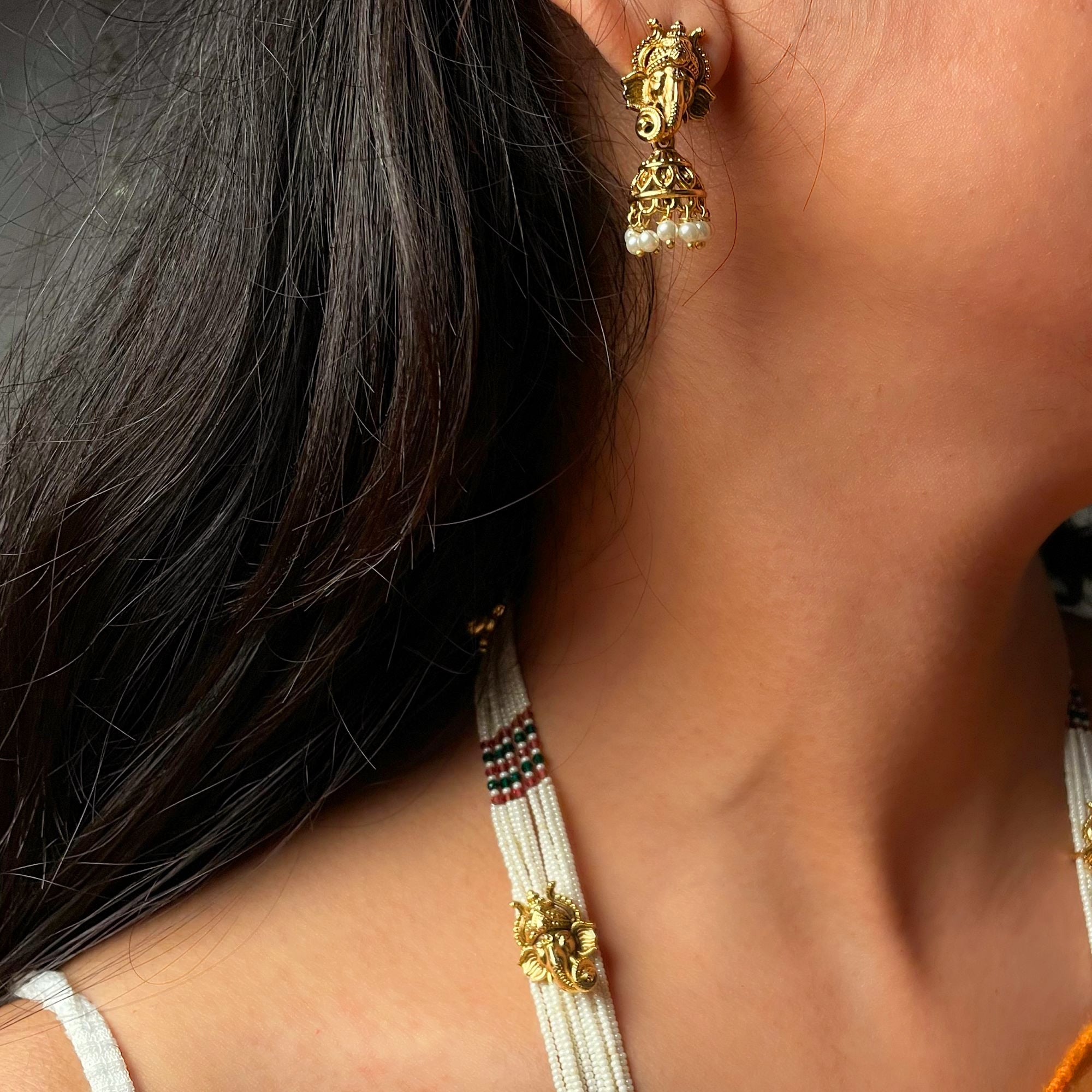 Vinayaki Antique Designer Long Necklace Set