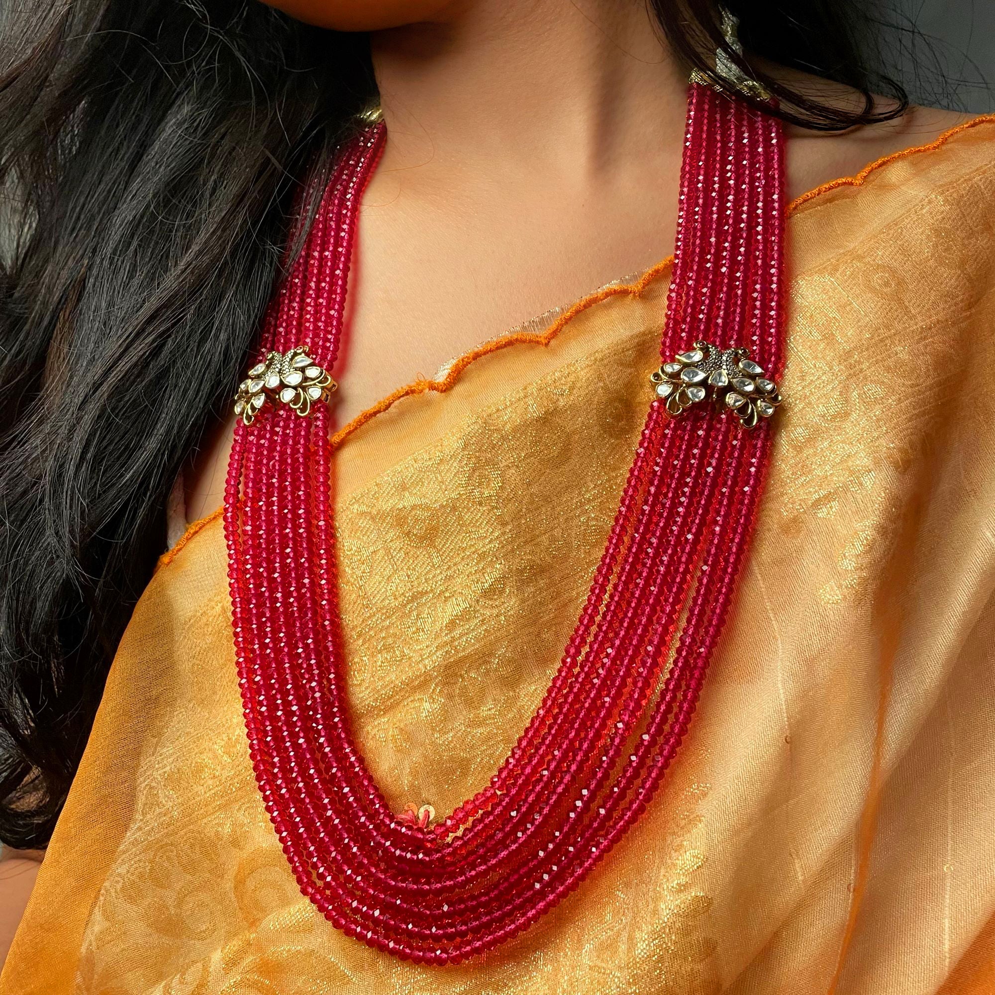 Suri Ruby Moissanite 925 Pure Silver Layered Necklace