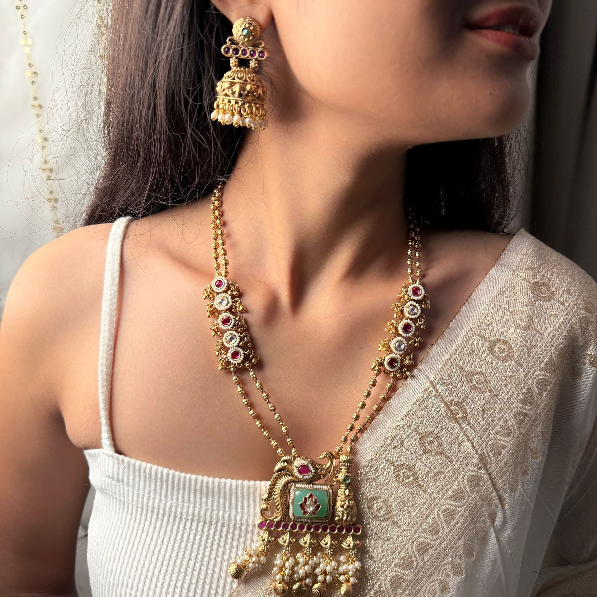 Mayuri Antique Designer Long Necklace Set