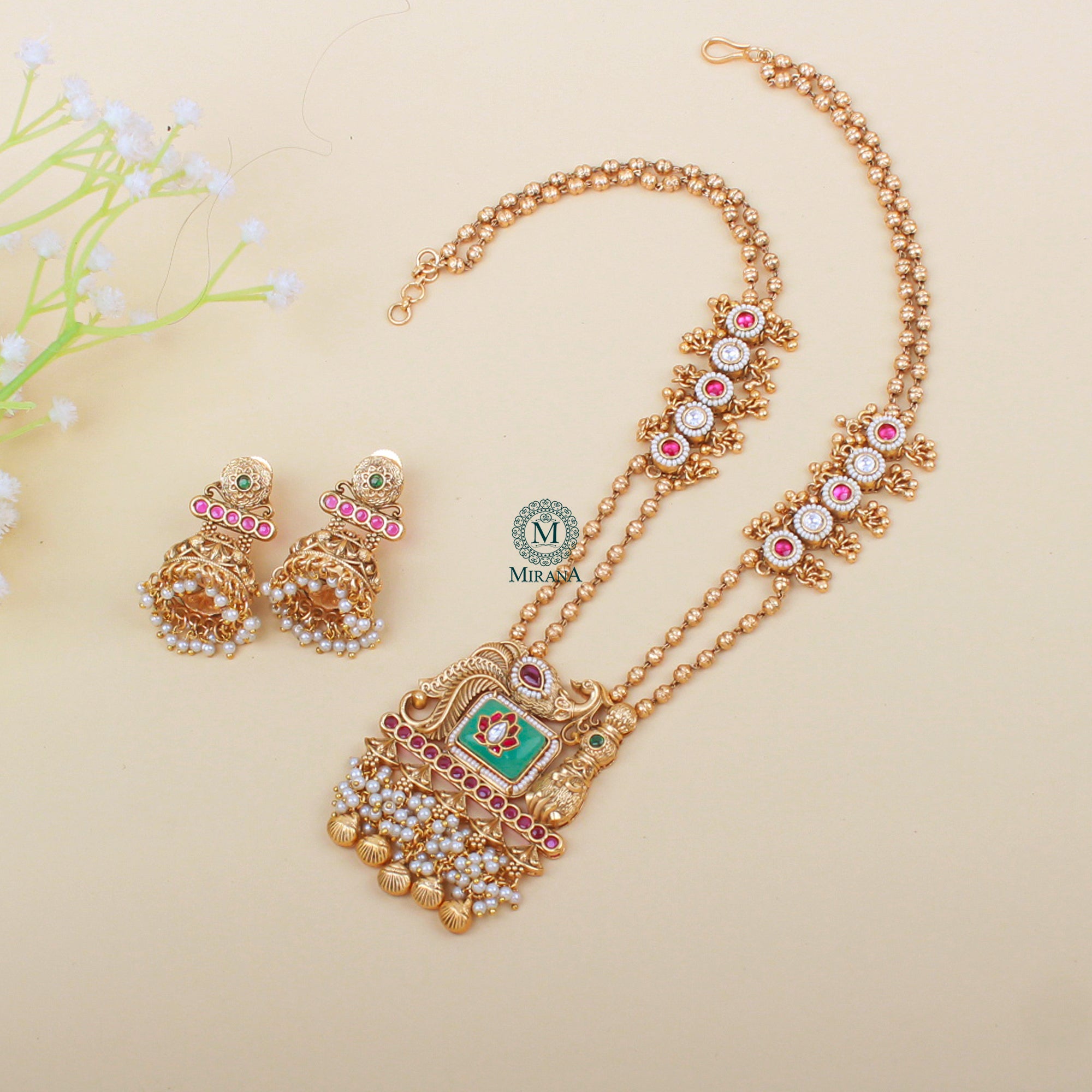 Mayuri Antique Designer Long Necklace Set