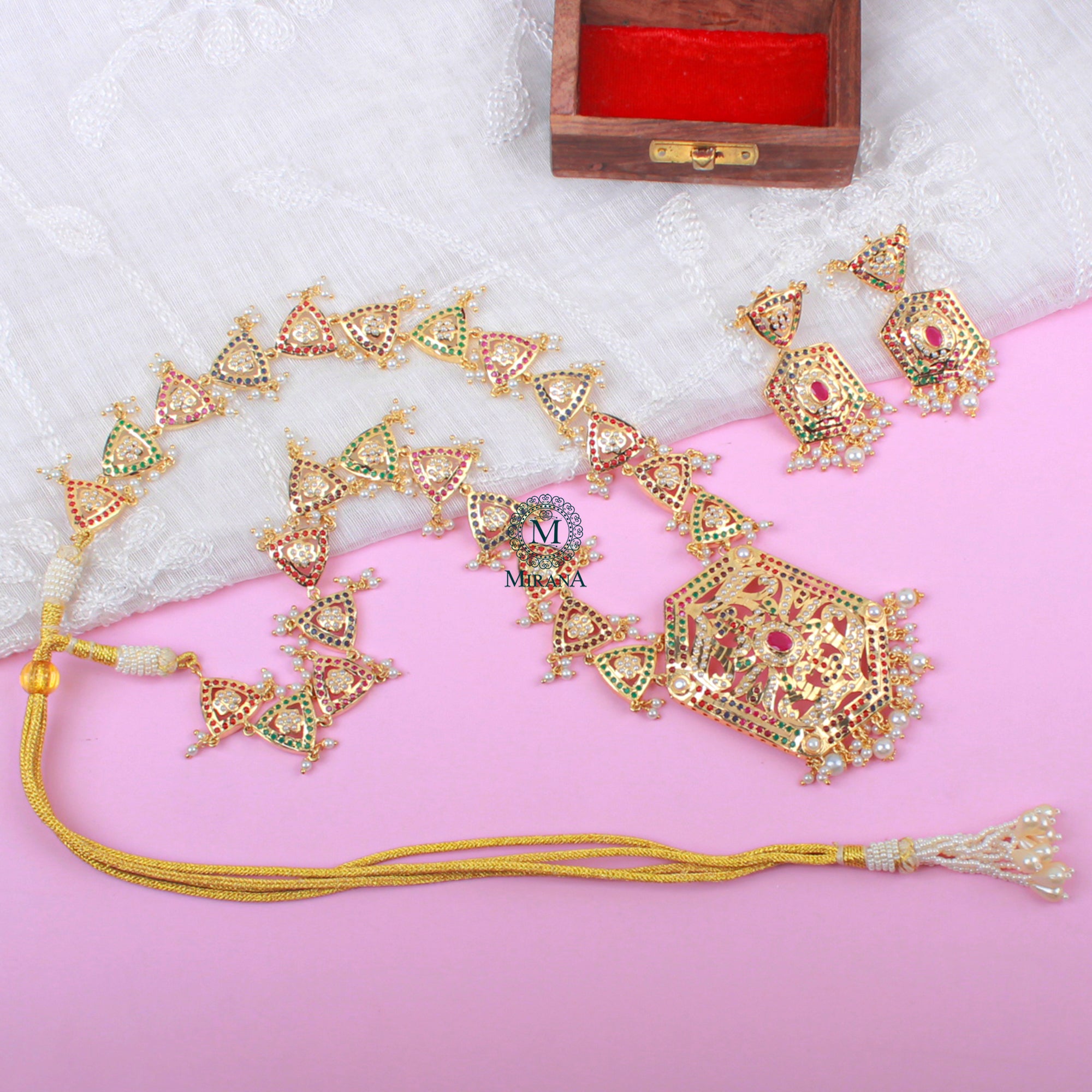 Meghna Jadau Designer Long Necklace Set