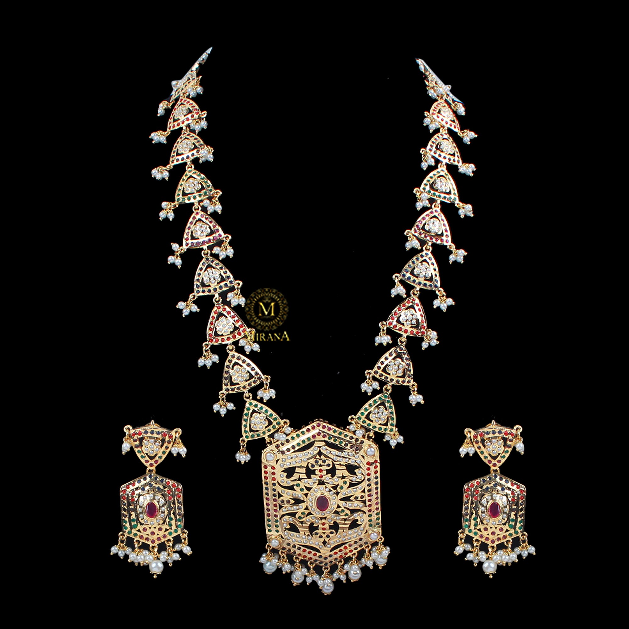 Meghna Jadau Designer Long Necklace Set