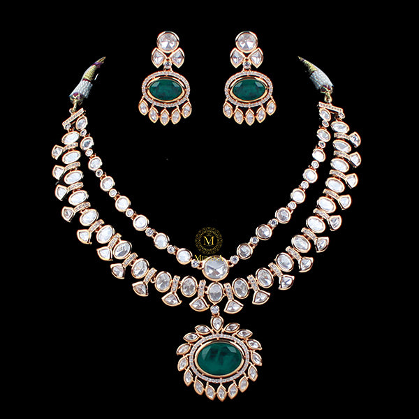 Taara Emerald Green Double Layered Necklace Set