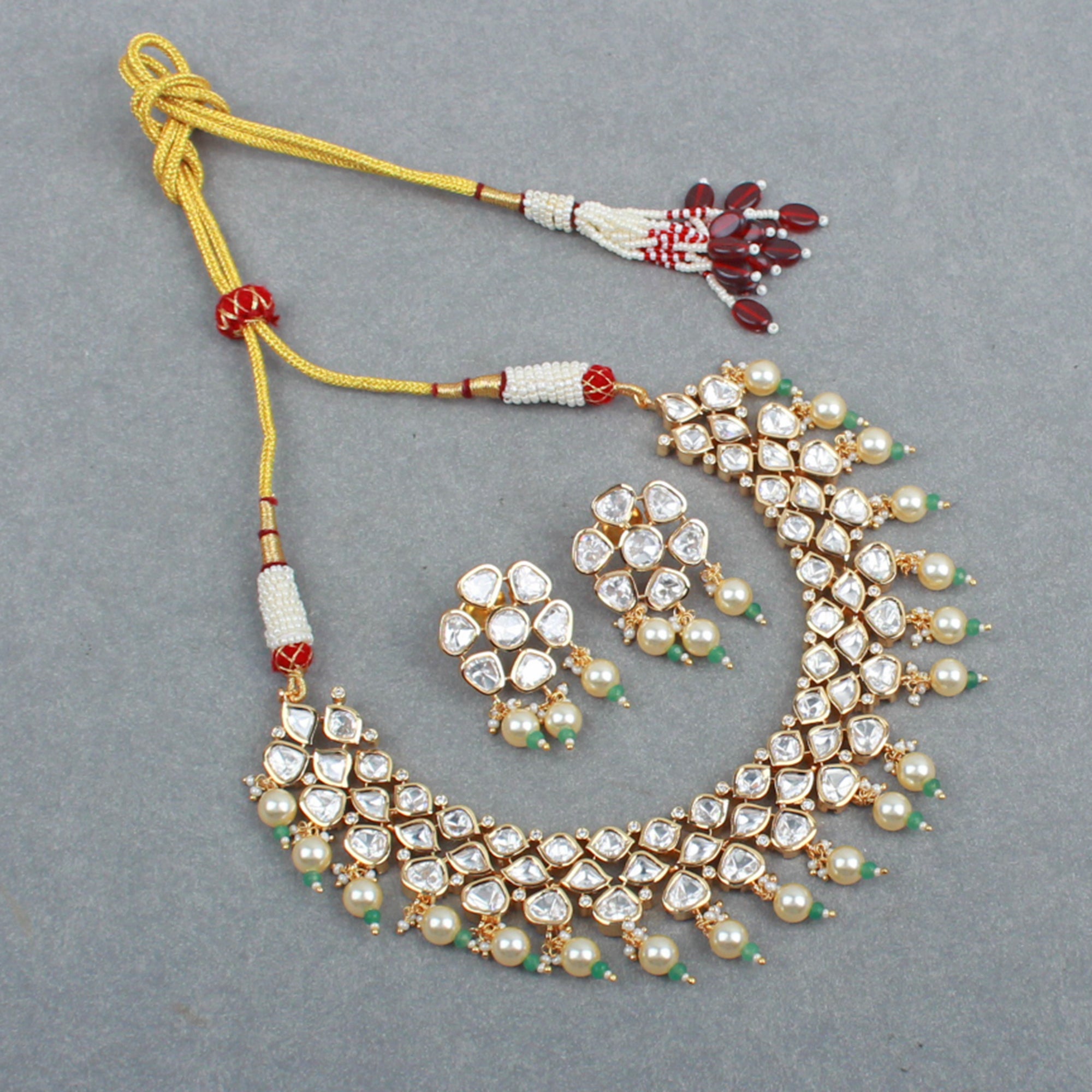 Sanjana Green Polki Designer Necklace Set