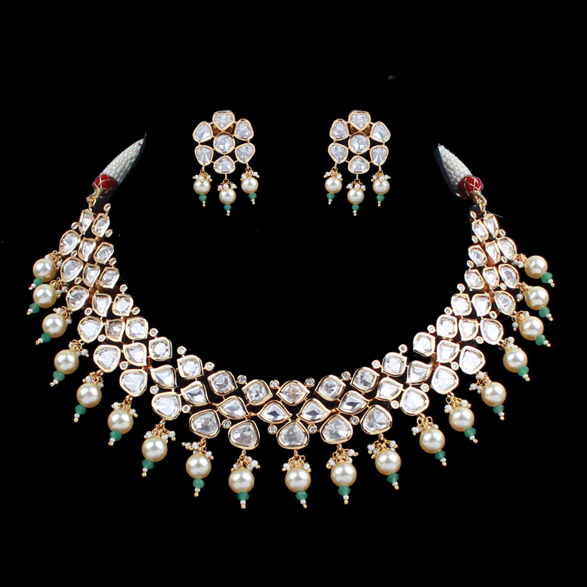 Sanjana Green Polki Designer Necklace Set